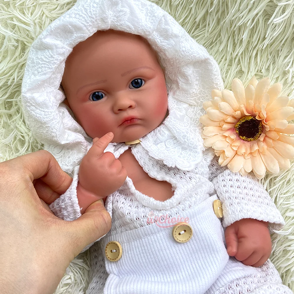 Muñeca bebé reborn de silicona de 45 cm (18 pulgadas), escala 1:1, con ojos azules, realista, lavable, con textura de piel visible, ideal para guarderías.