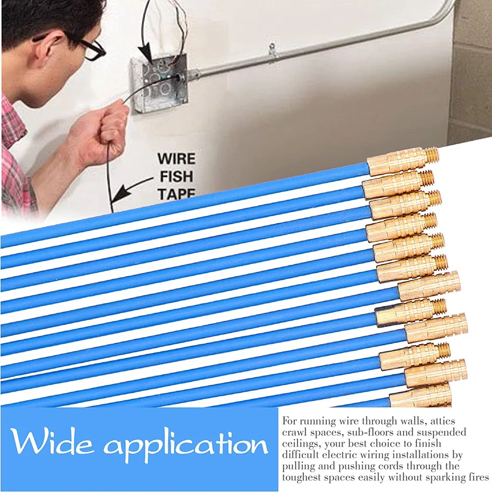 

B-Est Fiberglass Fish Tape Cable Rods,Electrical Wire Running Push/Pull Kit With Hook And Hole Kit In Transparent Tube