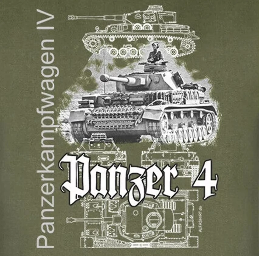 Wehrmacht Panzer 4 PzKpfw IV Medium Tank Drawing T-Shirt New 100% Cotton O-Neck Short Sleeve Casual Mens T-shirt