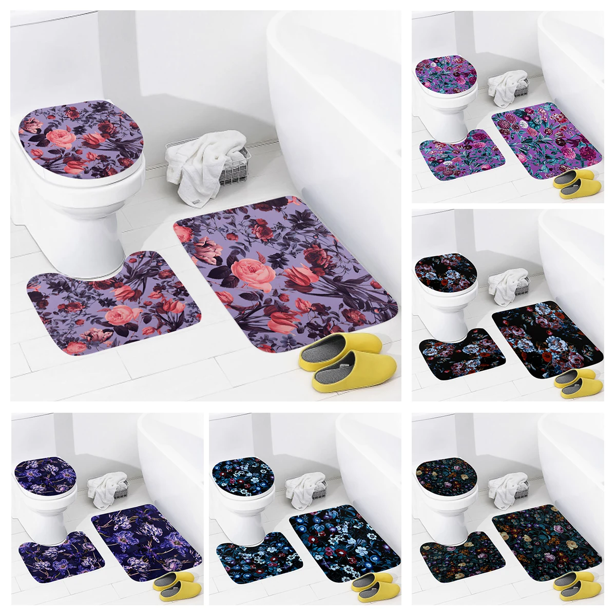 Home bathroom floor mats animal style Bath Foot mat modern accessories rug Toilet mat Bathtub anti-slip carpet plant fruit cute