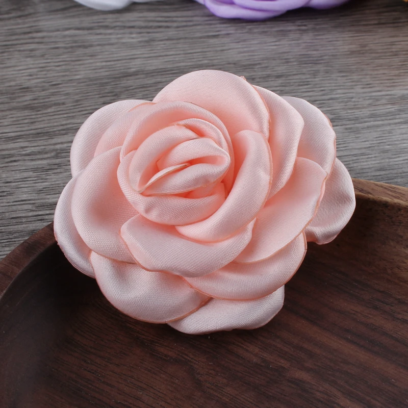 10PCS 6CM Fashion Burning Satin Flowers For Hair Accessories Roast Floral Fabric Flowers For Wedding Bouquet Headbands