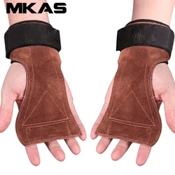 Gants d'entraînement de musculation protecteur de paume sangles de poignet en cuir pour soulevés de terre Powerlifting Crossfit Fitness poignées de gymnastique