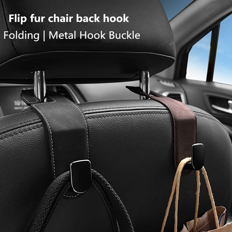 

Hidden Car Back Seat Hook Headrest Suede Leather Soft Hanging Hook 10kg Load-Bearing Wear-Resistant Rear Row Storage Hanger ﻿