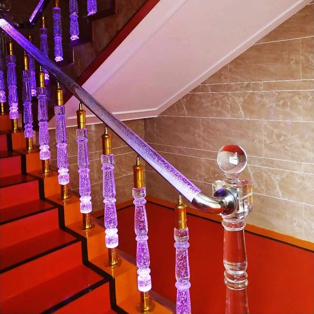 Crystal Stair Handrail Hotel Bar Ktv Stair Raile Column Villa Attic Balcony Glass Crystal Railing