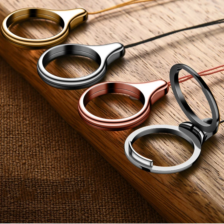 Universal Foldable Finger Ring Lanyard 2 in 1 Mobile Holder Metal Stand And Ring Hang Rope for IPhone 11 Huawei Samsung Xiaomi
