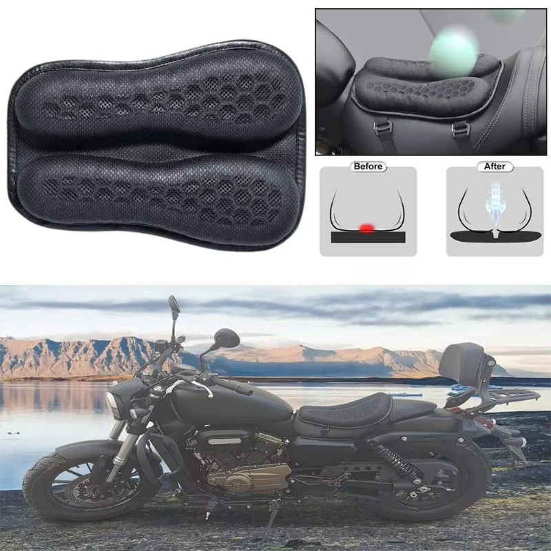 Foldable Motorcycle Bicycle Gel Cushion 3D Honeycomb Shock Absorbing Breathable Universal Seat Pad for Long Ride Comfort - view 5