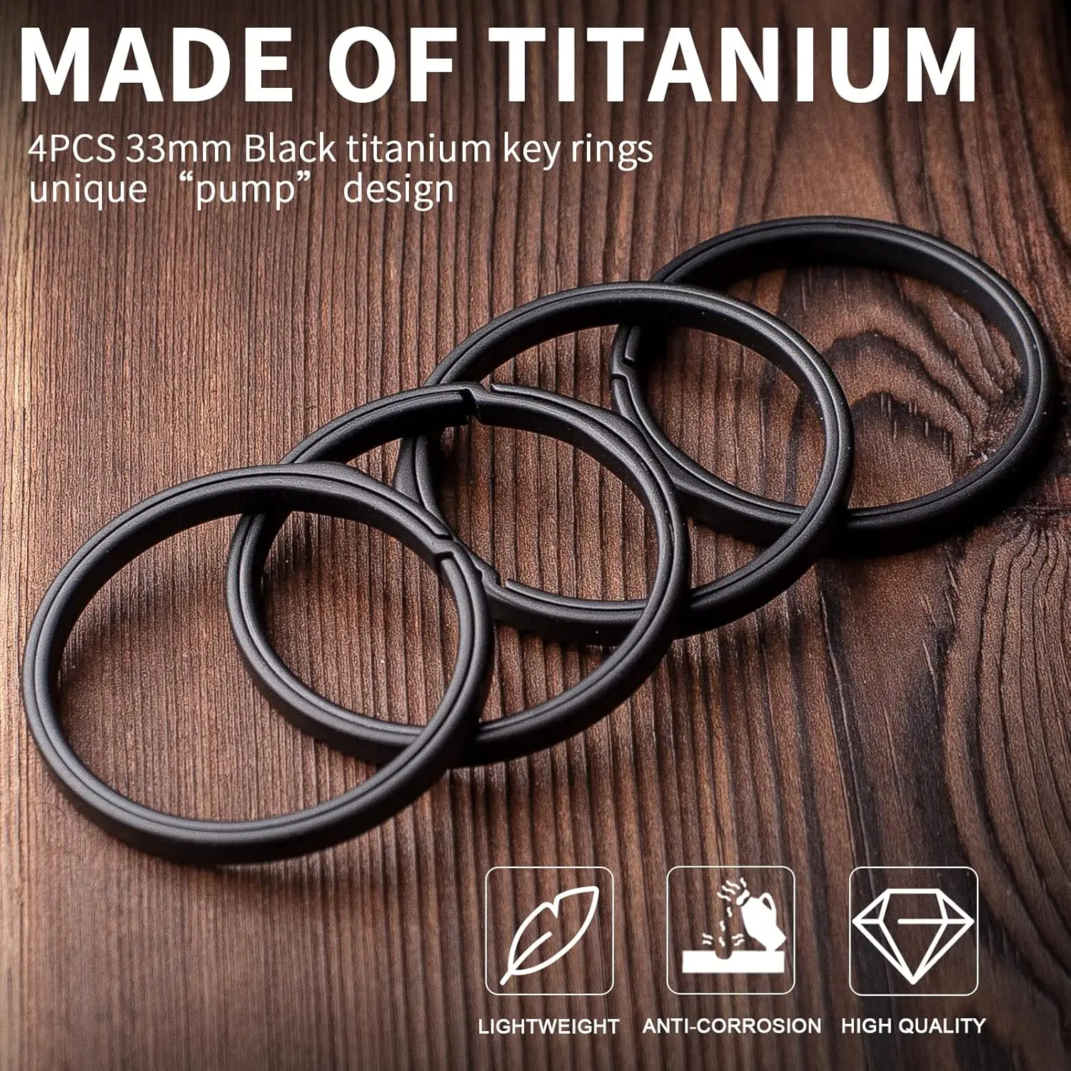 

TIMULTI Titanium Key Ring (k27),Elegant Quick Release Side Pushing Split Rings Kit for Keychains,Heavy Duty Keyring for Dog Tag