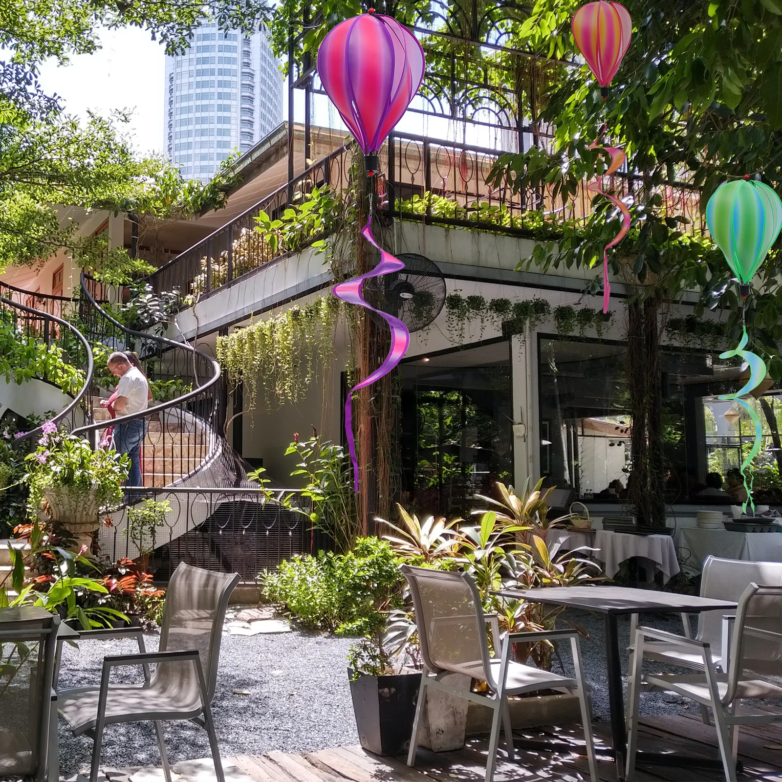 4 قطعة المعلقات بالون الهواء الساخن الملونة خفيفة الوزن المحمولة حديقة ديكورات للباحة طاحونة الحلي بالونات الهواء الساخن