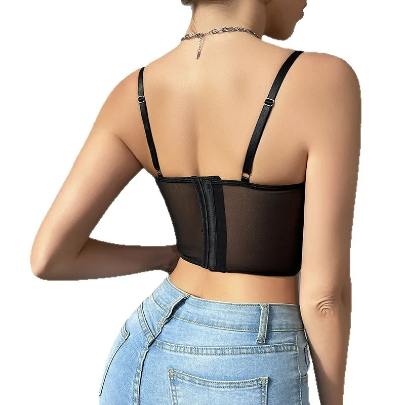 Style Starry Sky Girl Hot-Selling Bra Camisole Tank Top Women White Floral Corset Crop Top Satin Tie Sweetheart Bustier E8QG view 6