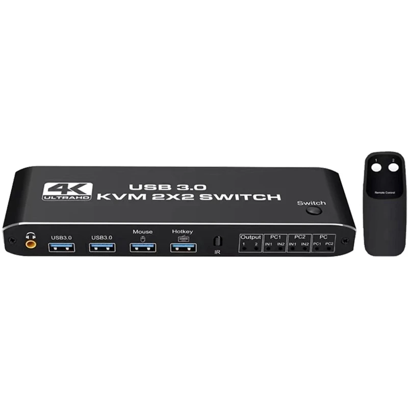 KVM Dual Screen Switcher With 4K@60HZ High Resolution Switcher 3.5 Headphone Jack Audio And USB 3.0 Integration Easy To Use