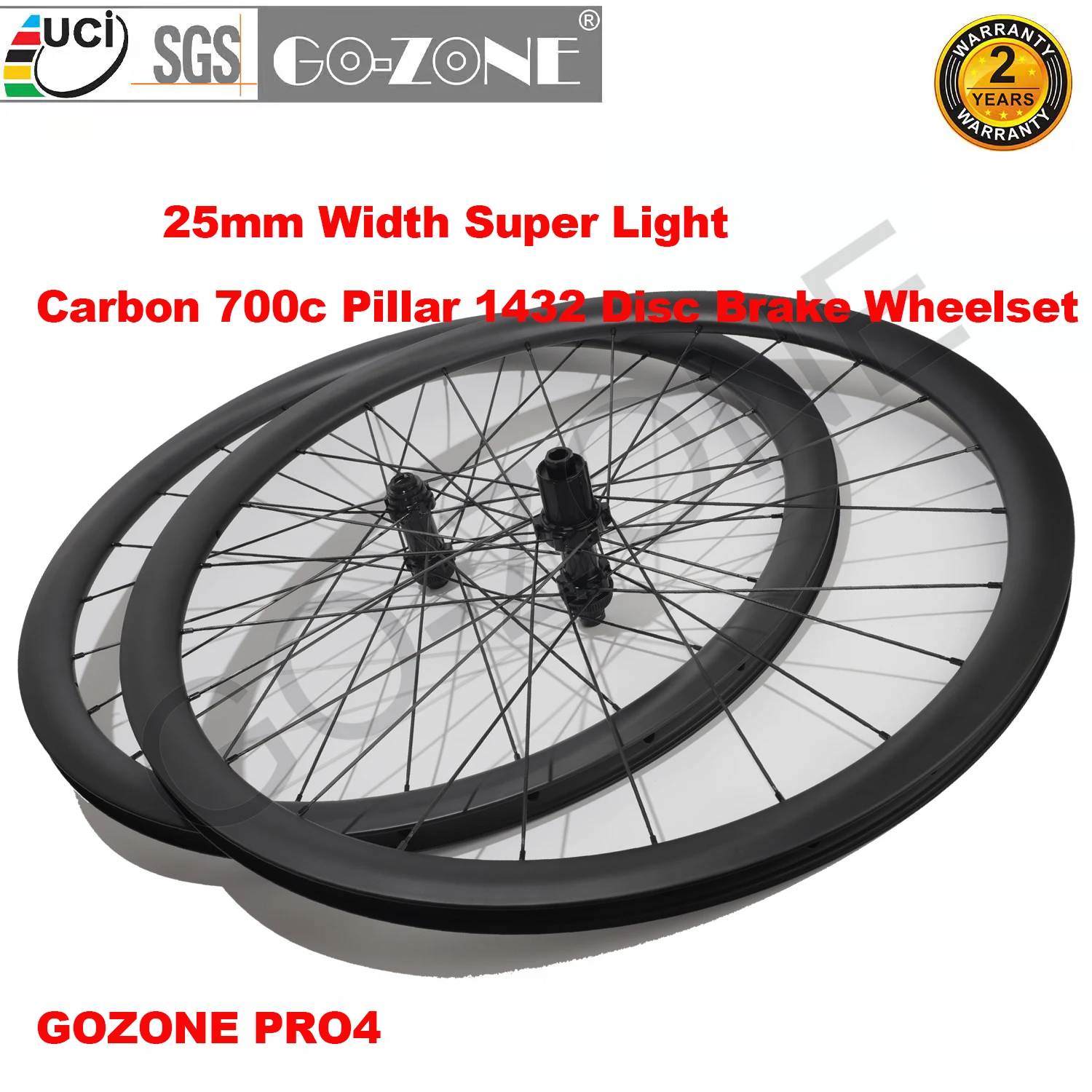 Super Light Clincher Tubeless Strong And Sturdy Carbon Wheelset Disc Brake 700c GOZONE PRO4 Pillar 1432 Carbon Road Wheels