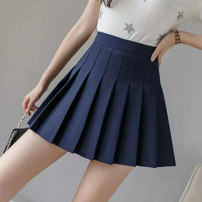 Korean Version Pleated Skirt JK Uniform Safety Pants with Zipper And Button Fashionable Student Versatile Half Body Short Skirt