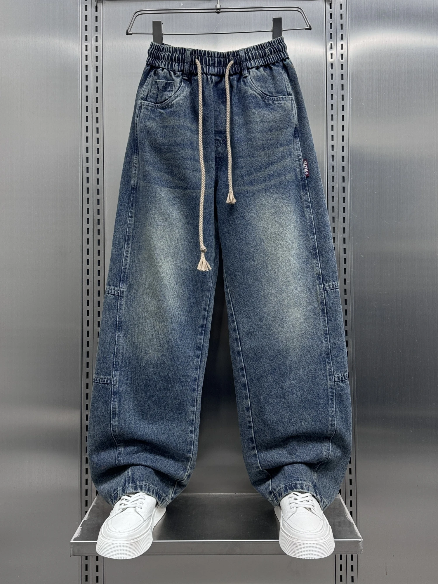 

Ретро-джинсы в американском стиле для мужчин: свободный крой, прямые штанины, весенняя новинка, молодежные, модные, с элементами пэчворка, джинсовые брюки