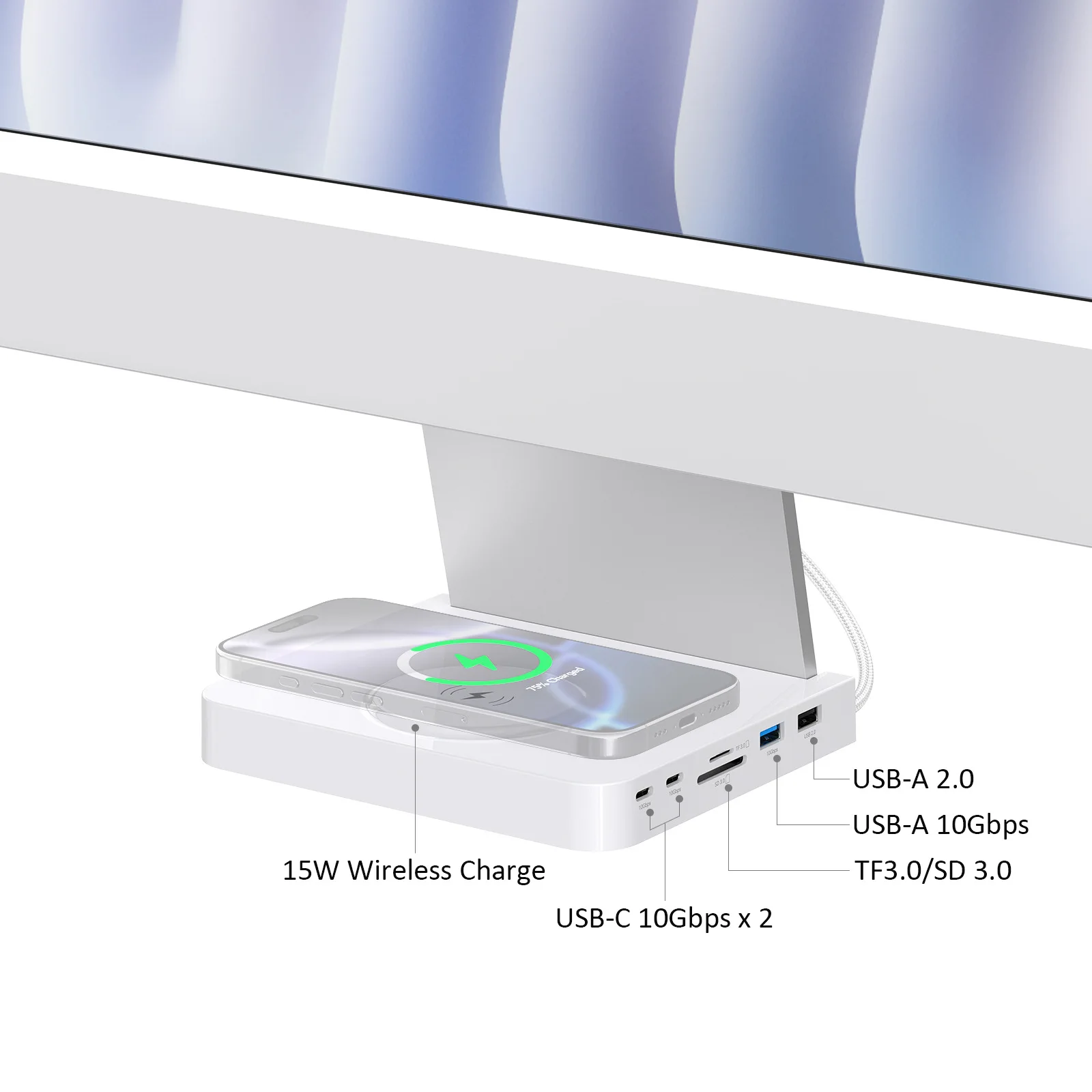 Type-C expansion dock with 10Gbps high-speed interface for card reading, compatible with iMac M1/M3/M4 all-in-one computers.