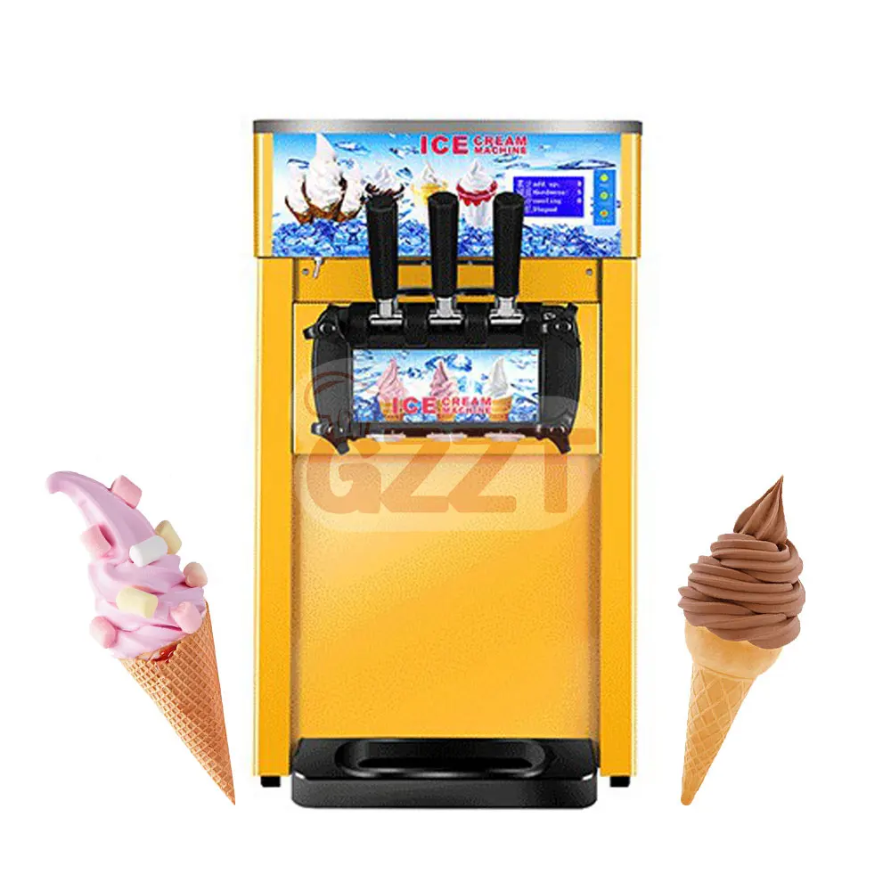 

Soft Serve Ice Cream Maker Machine Pink Commercial Table Top 3 Flavors Mini Soft Ice Cream Machine