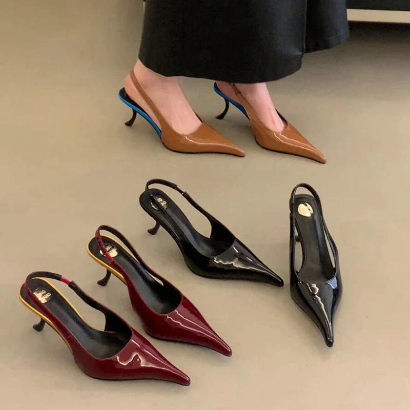 

Новые женские туфли-лодочки с острым носком и тонким каблуком, на ремешке, без застежки, элегантные, модные, для вечеринок, коллекция Весна 2026