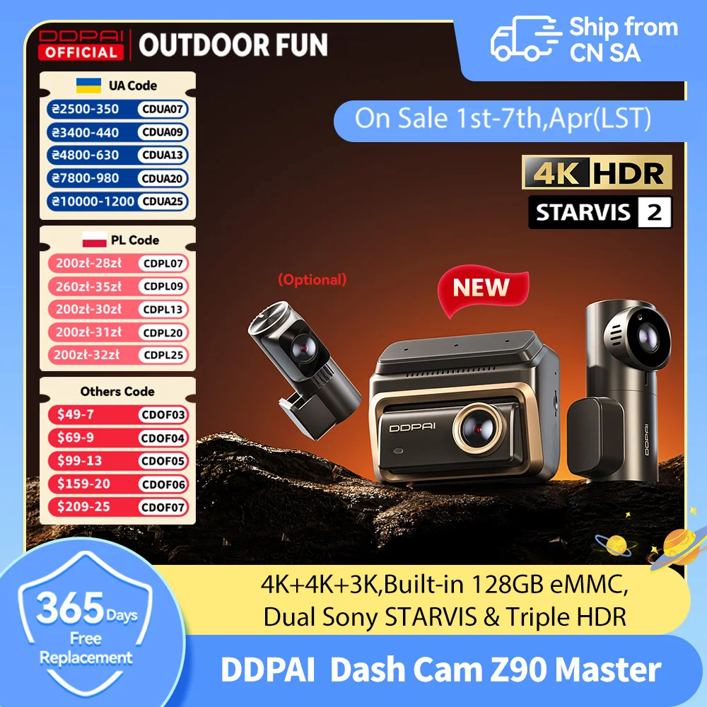 DDPAI 4K+4K Neue Z90 Master Dual 4K Vorne Hinten Dual HDR für Sony Auto Dash Cam ADAS Parkplatz 5GHz WiFi Kamera DVR Video Recorder
