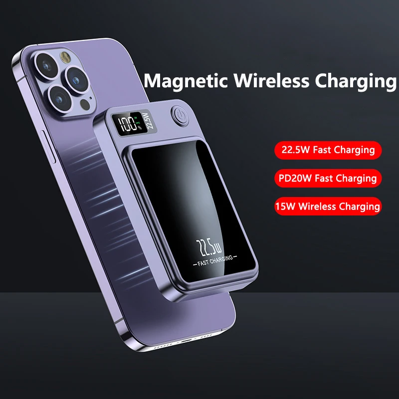 

PD22.5W Fast Charging Power Bank 20000mAh 15W Magsafe Wireless Charger for iPhone 15 14 13 12 11 Samsung Huawei Xiaomi Powerbank