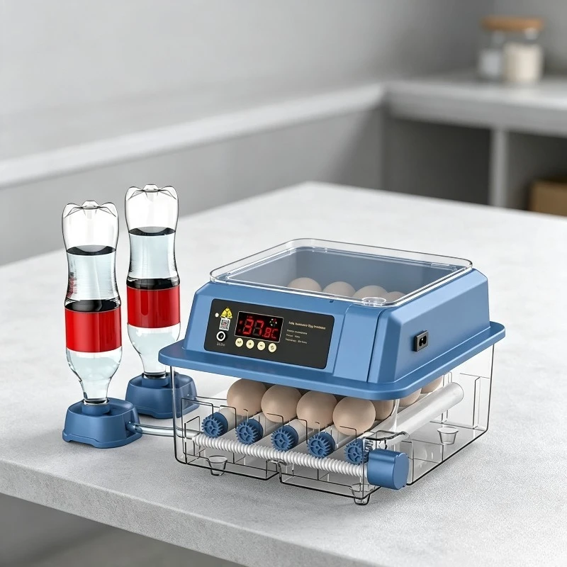 9-15 Eggs Fully Automatic Waterbed Egg Incubator with Ionic Water Replenishment Temperature Control for 12V Battery  Hatcher