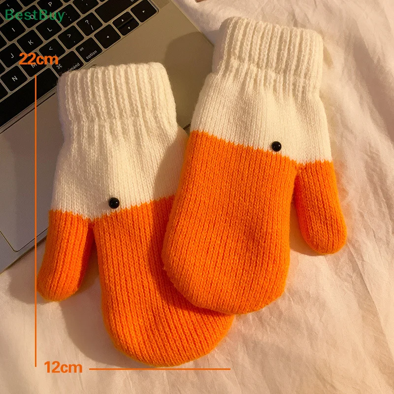 Autumn Winter Cold Resistant Warm Gloves Three-dimensional Goose Full Finger Gloves Hand Knitted Connected Fingers Swan Gloves