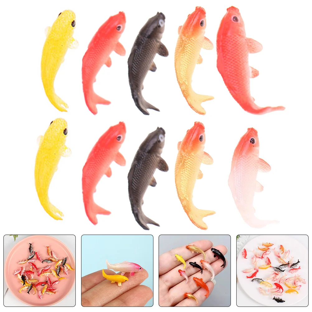 Mini Simulação Koi Modelo, Figura De Peixe, Brinquedo Estátua, Carpa Extravagante, Decoração De Aquário Falso, Figuras De Animais Em PVC, Tanque Em Miniatura, 10 Pcs