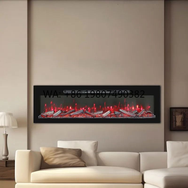 1800W Electric Fireplace Heater Recessed Wall Mounted with Remote Control Touch Timer Logs & Crystals Home Heating Appliance