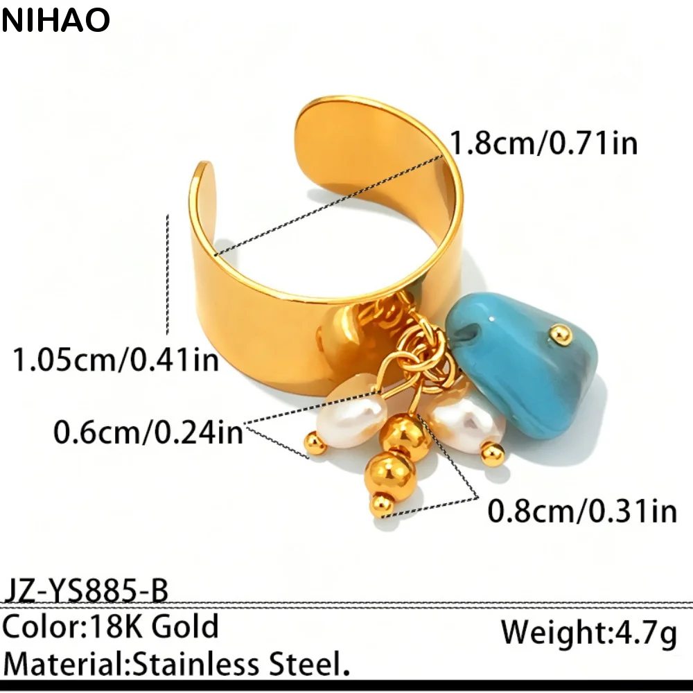 Gold Tone Charm Open Ring Non Fading Lightweight Statement Ring Long Lasting Finish Adjustable Band Dangle Pendant Ring Holiday