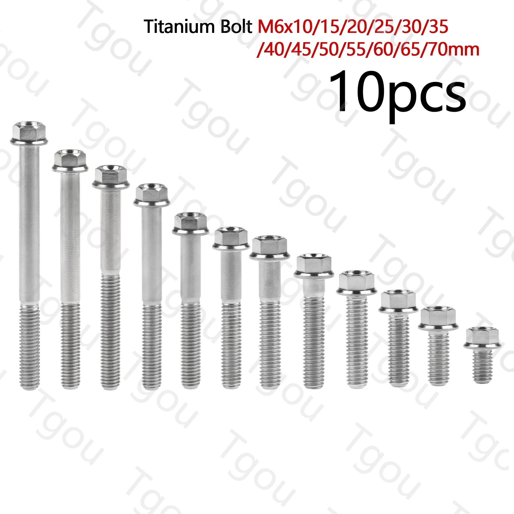 

Титановый болт Tgou M6x10 15 20 25 30 35 40 45 50 55 60 65 70 мм, фланцевый винт с шестигранной головкой для мотоцикла и автомобиля