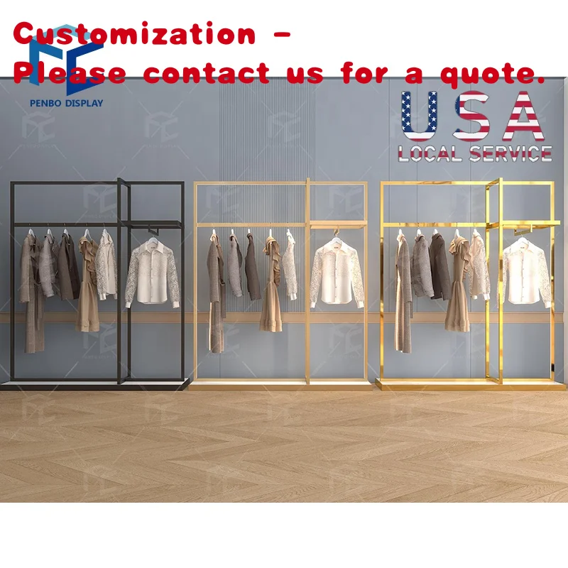 

custom.Women and Clothing Display Rack Stainless Steel Boutique Shop Commercial Shelf Shop Equipment Clothes