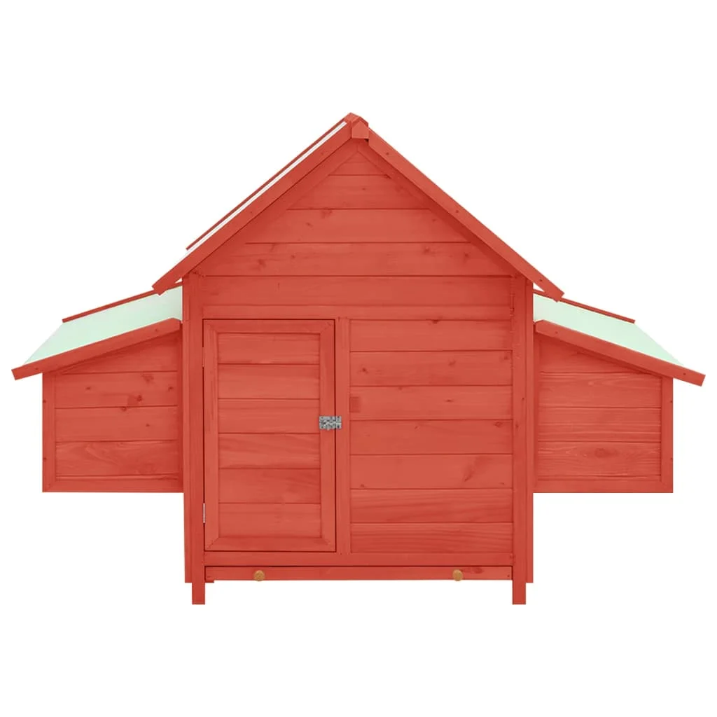 vidaXL Chicken Coop Red and White 152x96x110 cm Solid Firwood Poultry and livestock cage