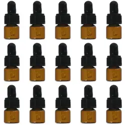 Amber Glass Dropping Bottles 1ml 2ml 3ml 5ml Mini Essential Oil Dropper Bottles Empty Travel Sample Vials with Black Cap (1ml)