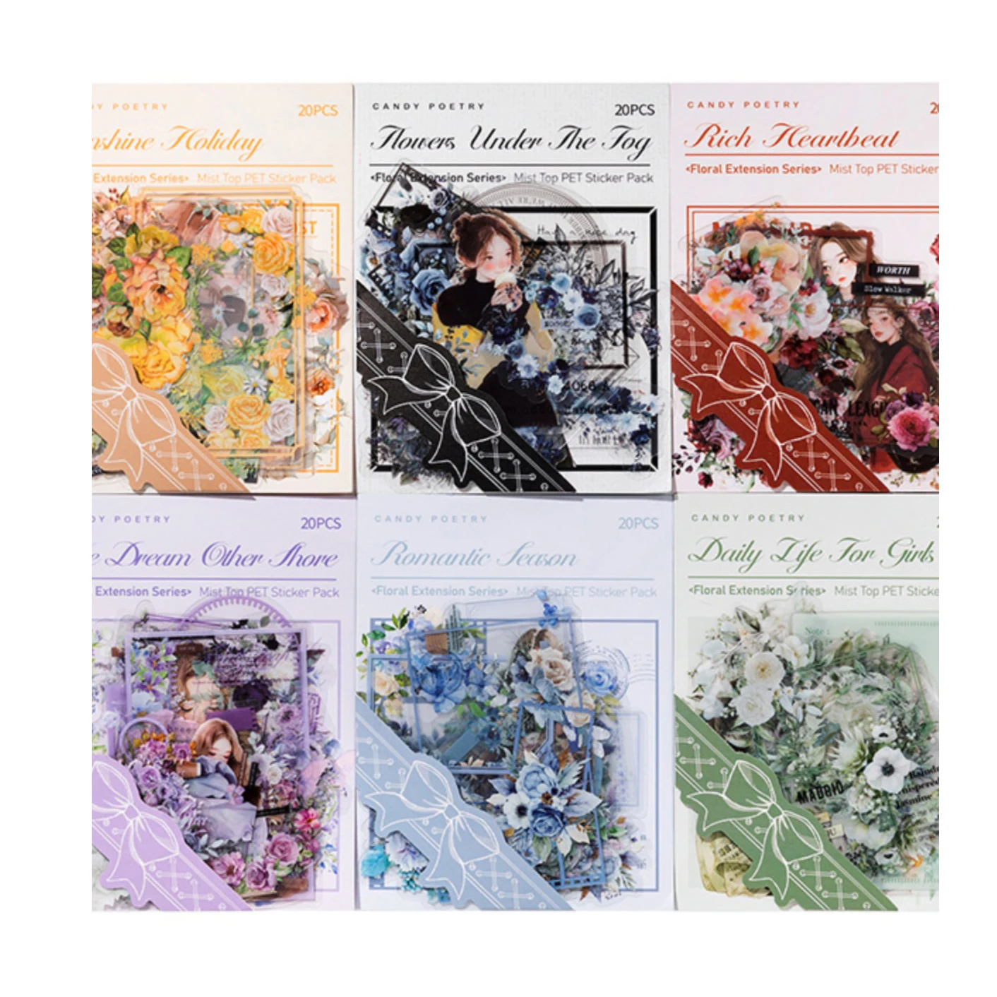 Floral Extension Series Literary Flower Character Landscaping PET Sticker Creative DIY Journal Material Collage Stationery