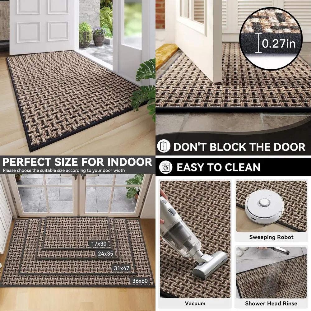 

Durable and Absorbent Indoor Door Mat, 36x60, Non-Slip Rubber Backing, Easy to Clean Low-Profile Entrance Mat