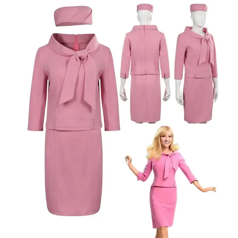 TV Legally Blonde Cosplay Elle Woods Costume Dresses for Adult Women Fantasia Roleplay Outfits Halloween Carnival Disguise Suit