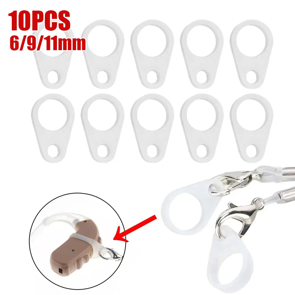 

10pcs 6/9/11mm Hearing Aid Anti Lost Lanyard Ring Silicone BTE Hearing Aid Clip Adaptor Replacement Accessories Silicone Loops