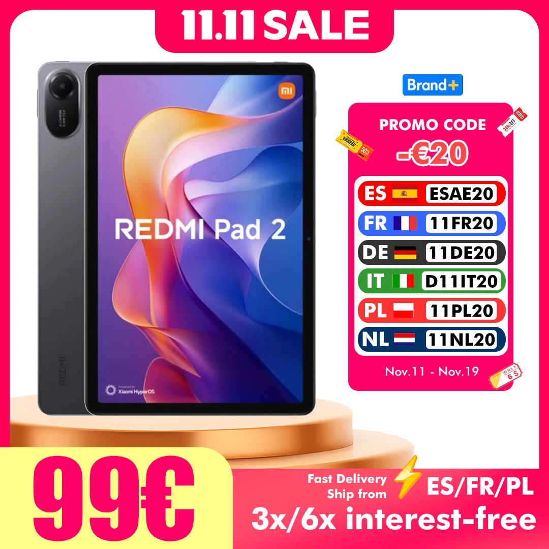 Xiaomi Redmi Pad 2 4GB/128GB 6GB/128GB 8GB/256GB 9000mAh batterie 11 "2.5K WiFi Version mondiale tablette PC