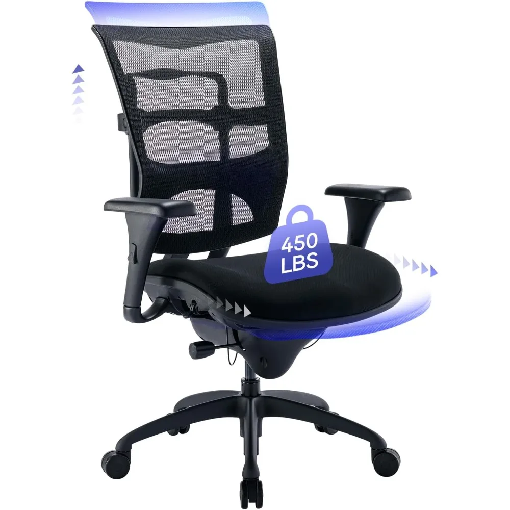 

Big and Tall Office Chair 450lbs, Heavy Duty Ergonomic Mesh Chair with Wide Seat, Computer Executive Desk Chair