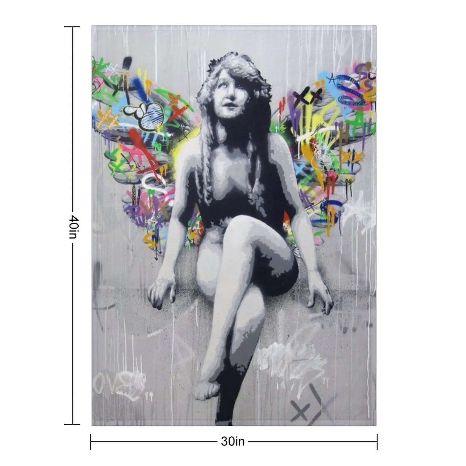 Hardcore angel - Martin Whatson - 2012 - Graffiti Street Art Throw Blanket warm winter wednesday Softest manga Blankets