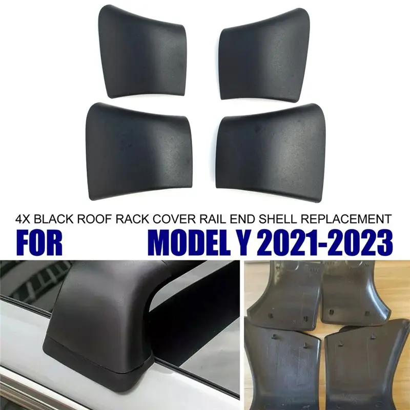 A30F-4Pcs 루프 랙 커버 캡 레일 엔드 쉘 어셈블리 테슬라 모델 Y 2021-2022 루프 랙 커버 외부 자동차 액세서리 썸네일 4