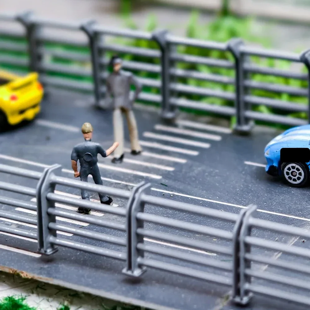 รั้วกั้นทางหลวงแบบโลหะขนาดเล็ก สำหรับโมเดล 1/64 1/87 Ho งาน DIY ทำโมเดล/ภูมิทัศน์ทราย/ไดโอรามา 1 ชิ้น