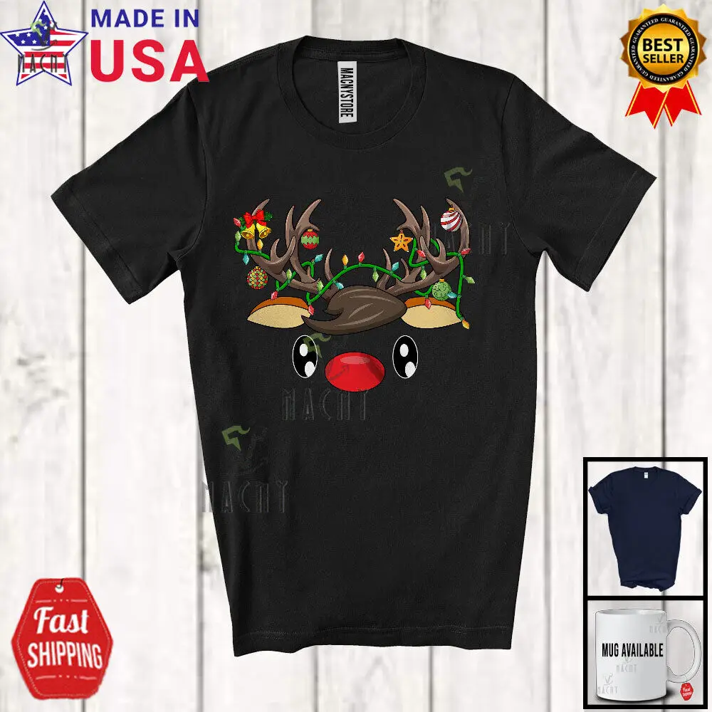 Christmas Reindeer Face; Joyful Reindeer Lover; X-mas Pajama Family Group Shirt