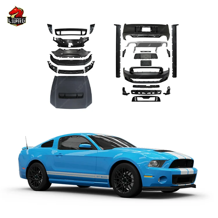 for  GT500 Body kit For Ford Mustang 2013y-2014y Auto Car Modification Front Rear Bumpers Side Skirts Hood