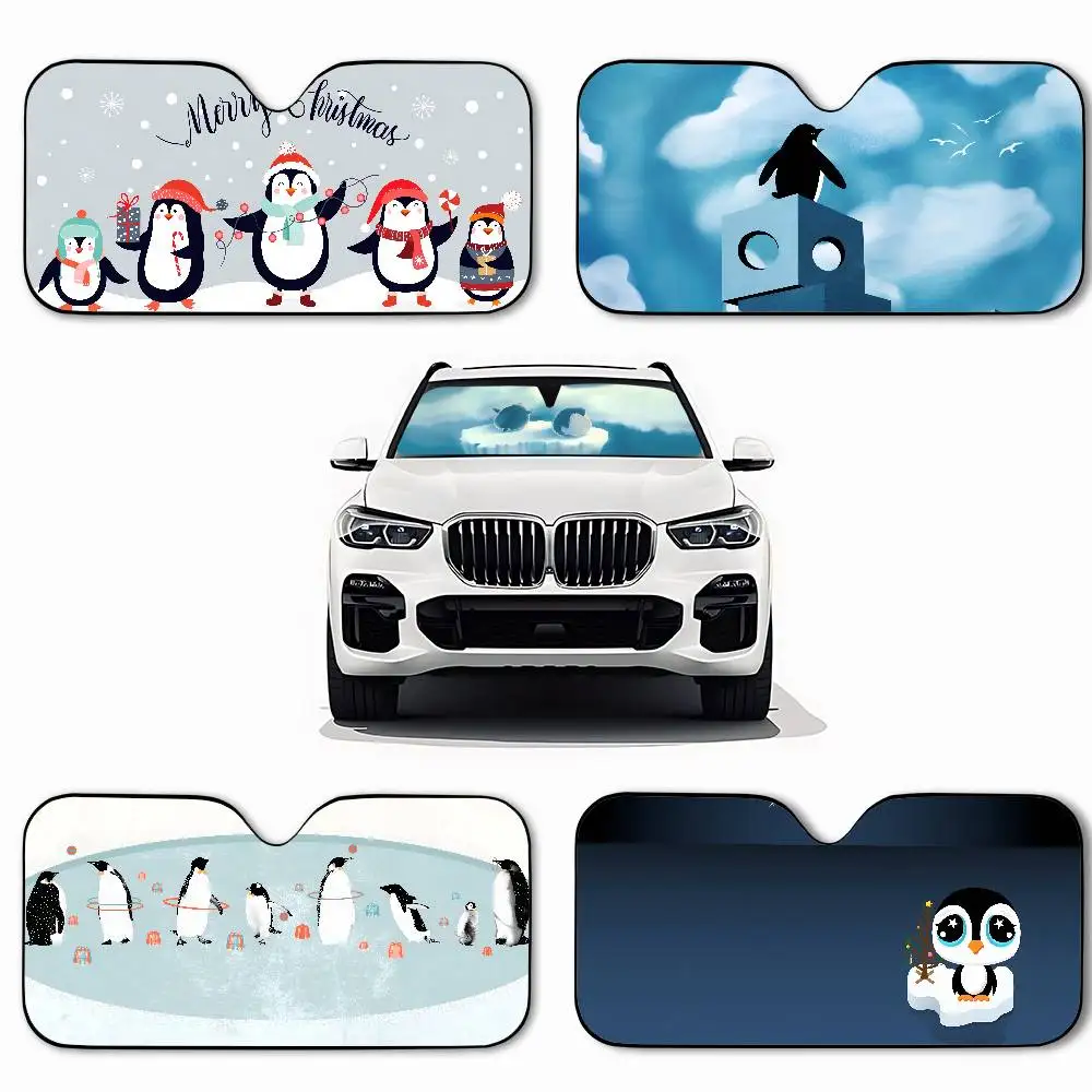 Penguin Car Sunshade Car Sunshade يغطي غطاء الزجاج الأمامي العالمي القابل للطي #1
