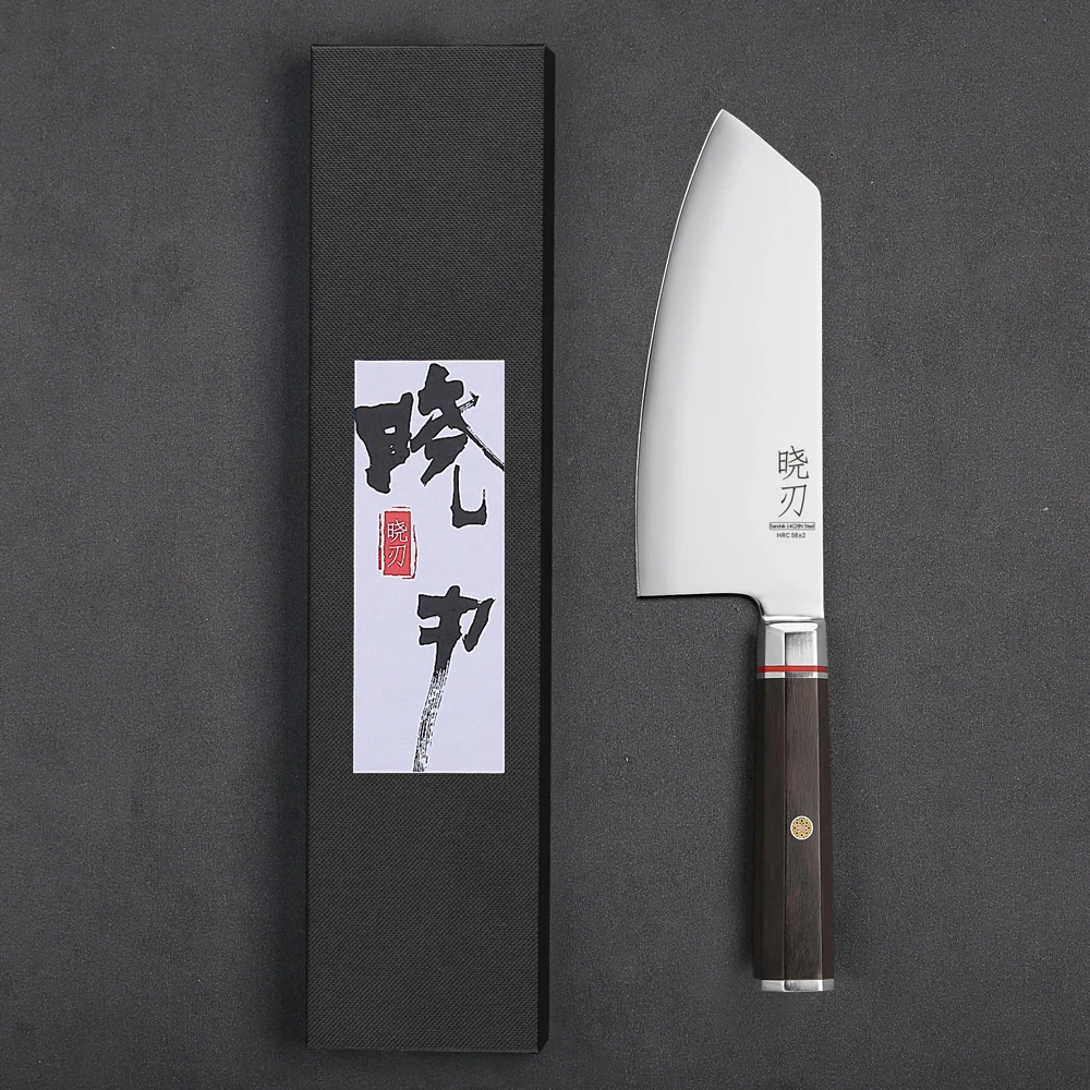 

6.5" Cleaver Knife Sandvik 14C28N Stainless Steel Chef Knife Cooking Meat Vegetable Knife Octagonal Ebony Handle Kitchen Knives