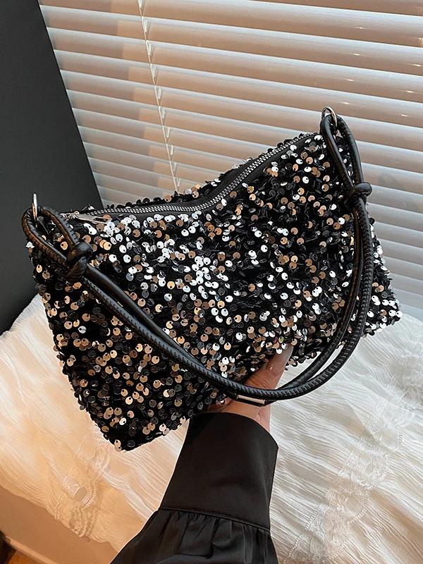 

Модная сумка подмышки с блестками, женская сумка на одно плечо, модная корейская мягкая сумка из искусственной кожи для повседневного использования