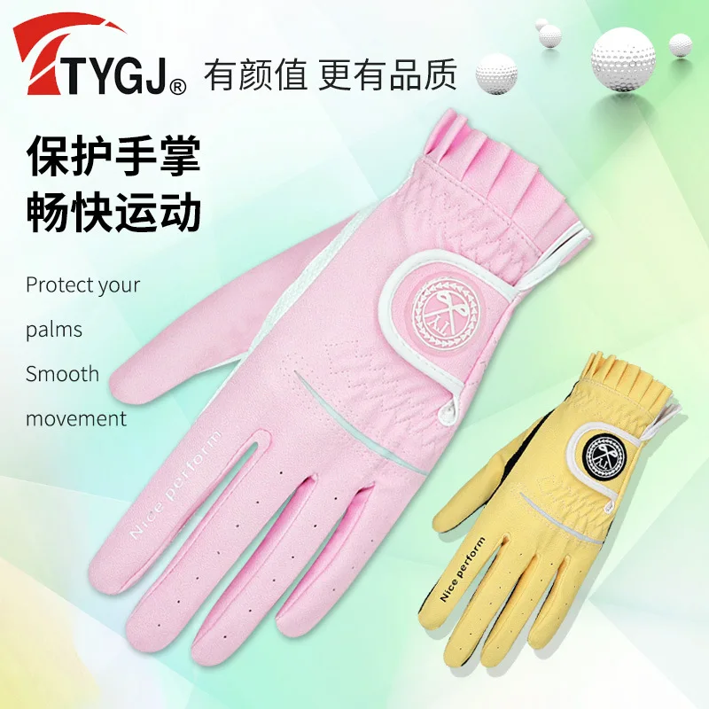 Cross-Border Supply of New Golf Gloves Women's Korean-Style Golf GlovesgolfNon-SlipPULeather gloves