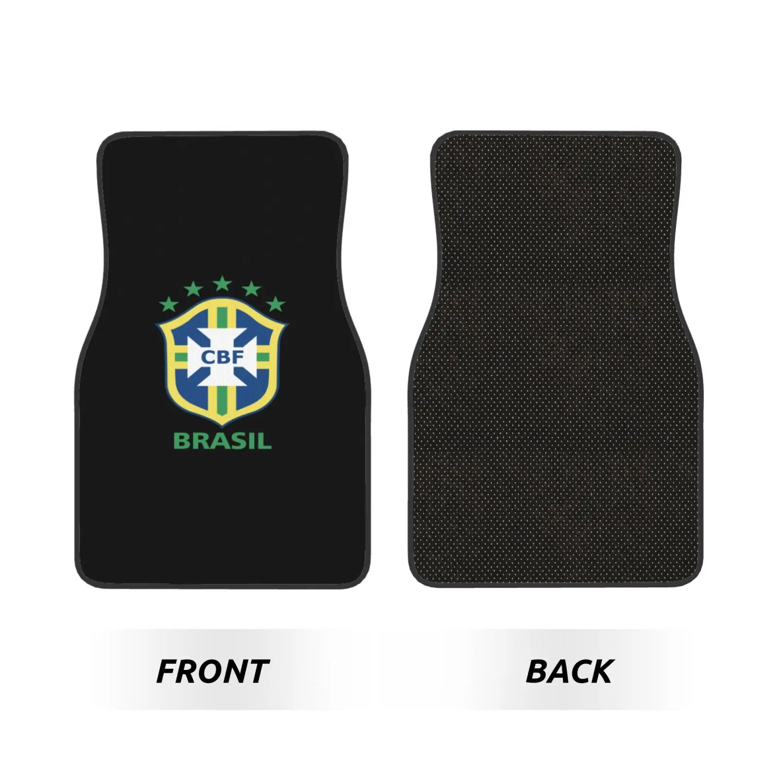 Brazil National Football Team Print Car Floor Mats Durable Car Carpet Mat Set of 4pcs with Anti-Slip Backing Fit for SUV Trucks