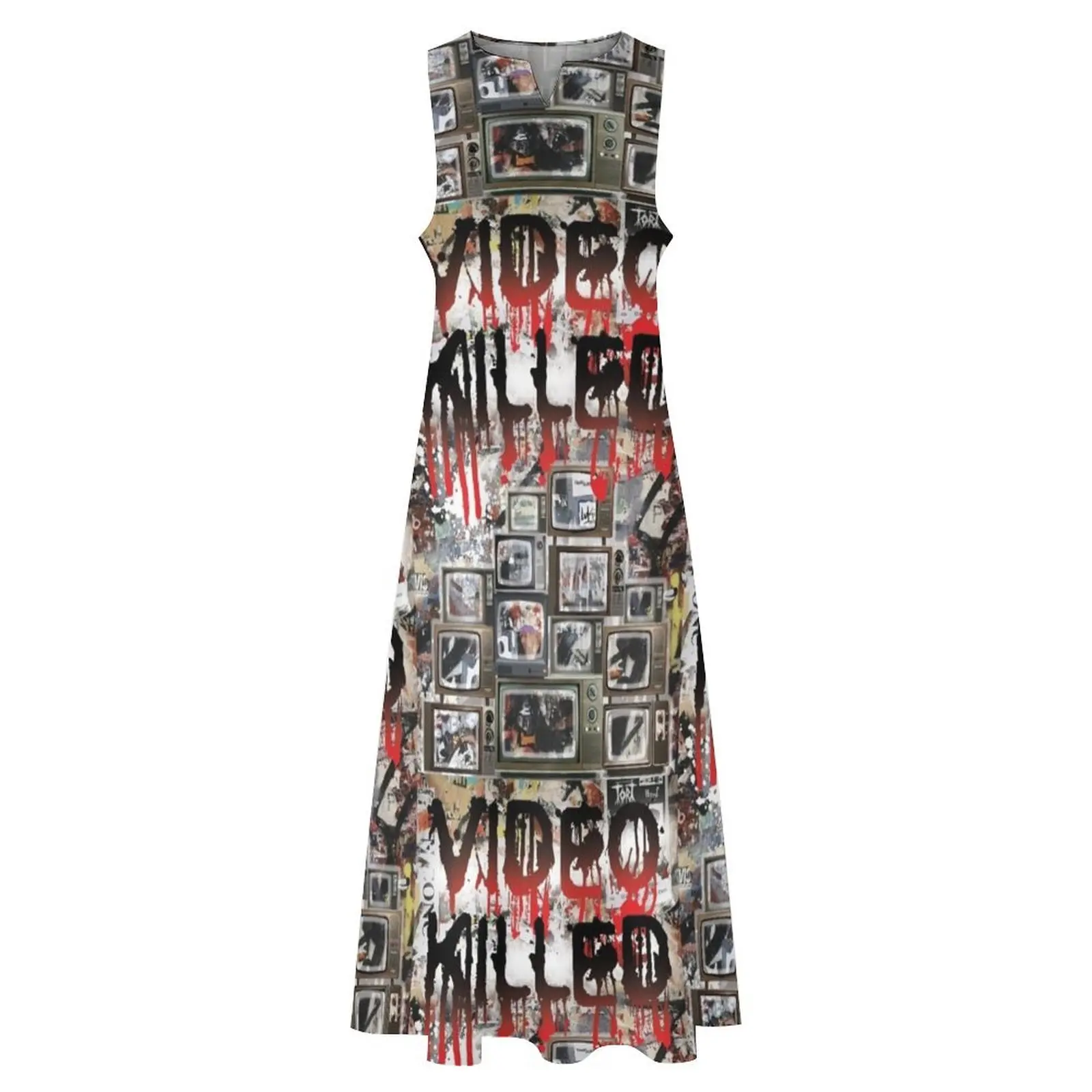 Video Killed Urban Graffiti Wall vestido largo vestidos de verano mujeres 2025 ropa de verano de mujer 2025