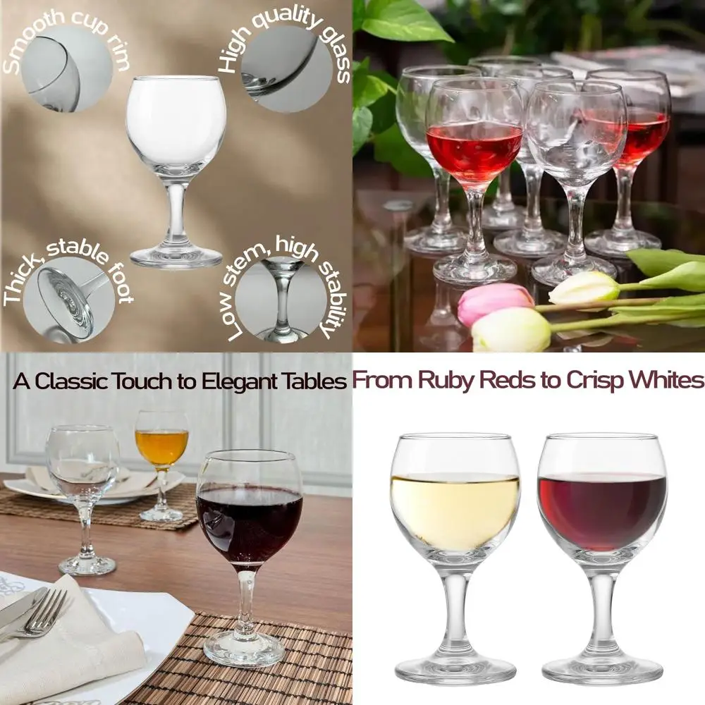 

Set of 24, 10 oz Crystal Clear Wine Glasses - Ideal for Red & White Wines, Perfect for Parties, Weddings, and Everyday Use