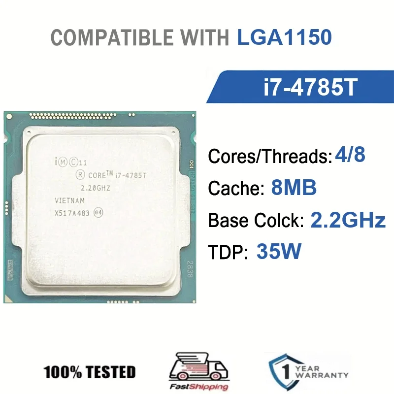 Intel Core i7-4785T 4 núcleos 8 hilos 2.20GHz 35W 8MB Caché 22nm LGA1150 SR1QU DDR3 1600 MHz Haswell Refresh